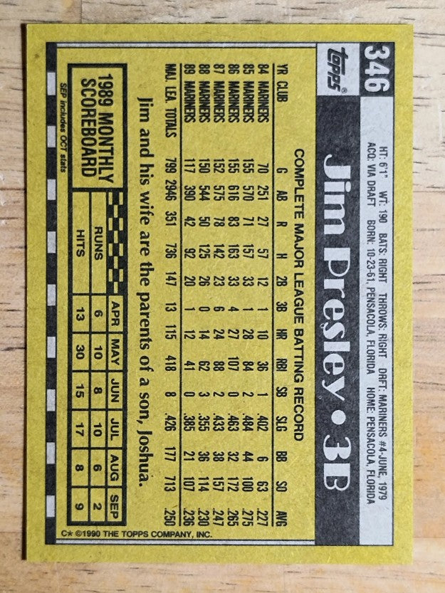 1990 Topps #346 Jim Presley