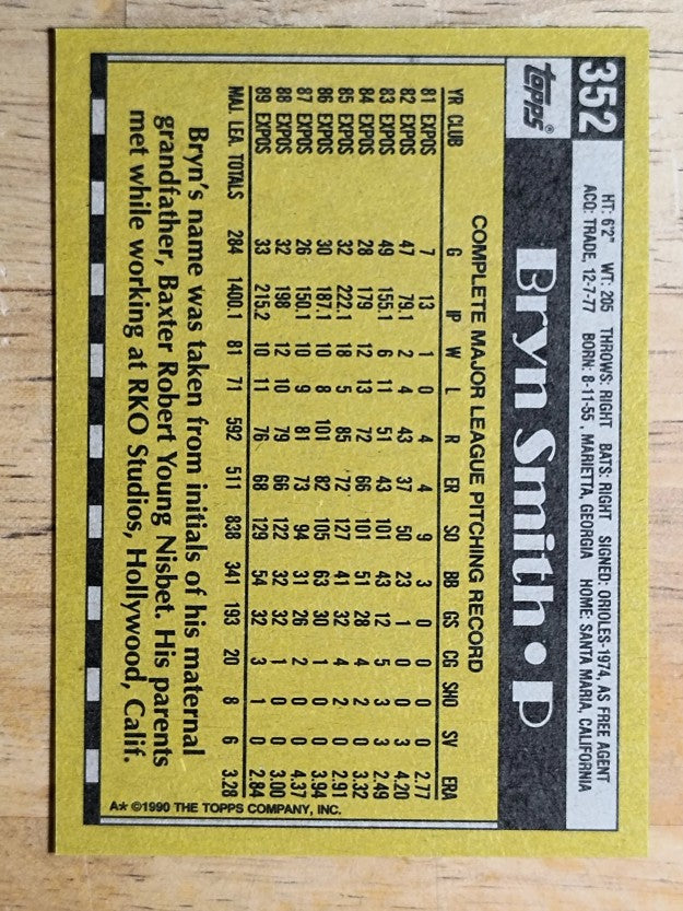 1990 Topps #352 Bryn Smith