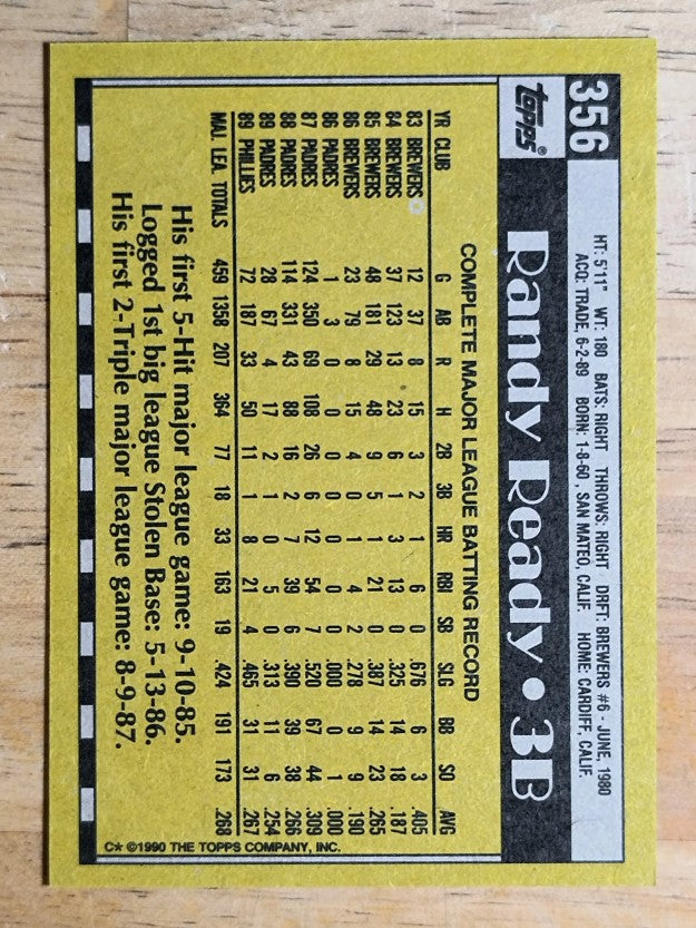 1990 Topps #356 Randy Ready