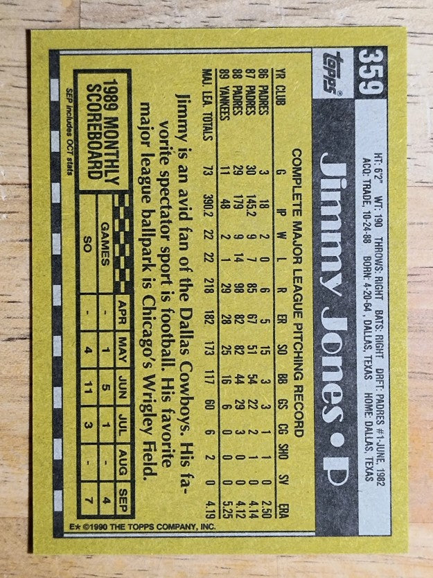 1990 Topps #359 Jimmy Jones