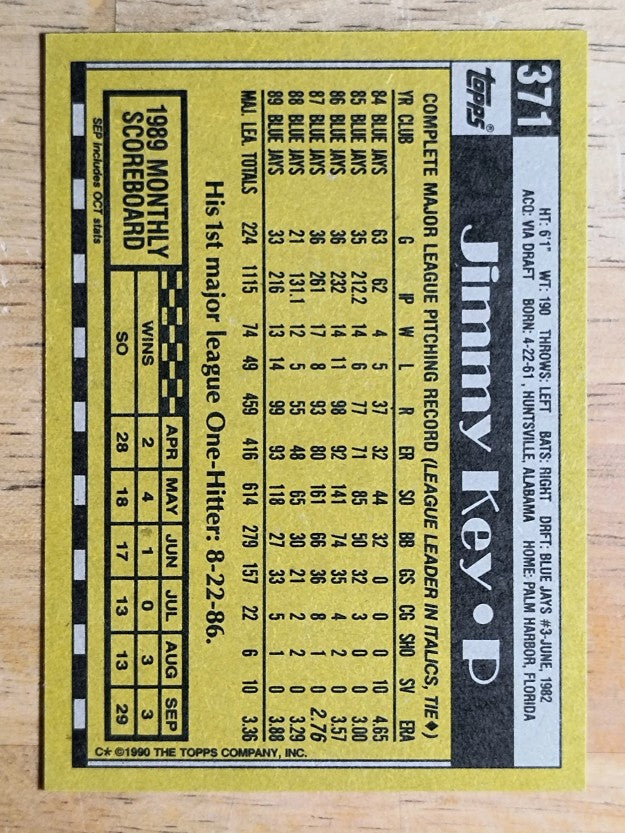 1990 Topps #371 Jimmy Key