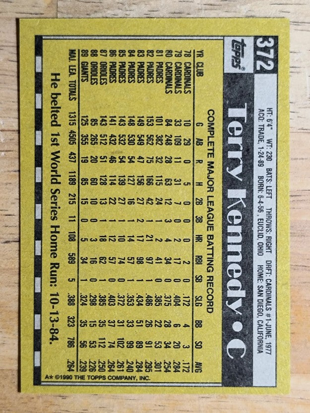 1990 Topps #372 Terry Kennedy