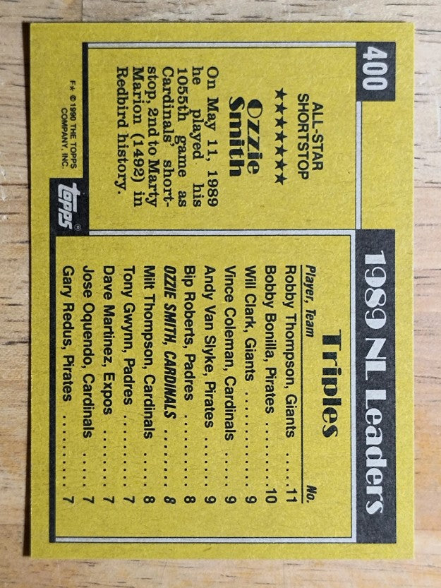 1990 Topps #400 Ozzie Smith AS