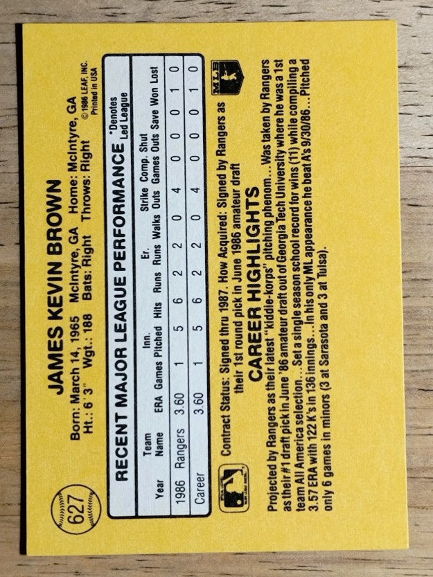 1987 Donruss #627 Kevin Brown RC
