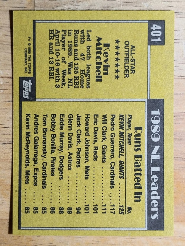 1990 Topps #401 Kevin Mitchell AS