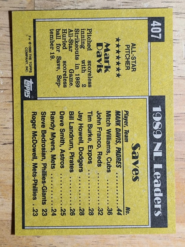 1990 Topps #407 Mark Davis AS