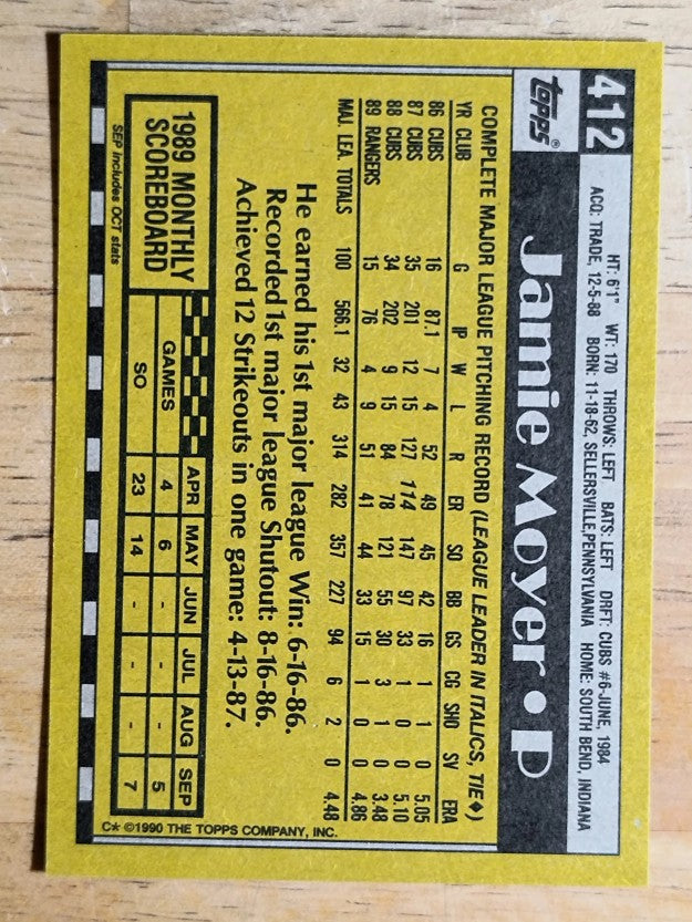 1990 Topps #412 Jamie Moyer