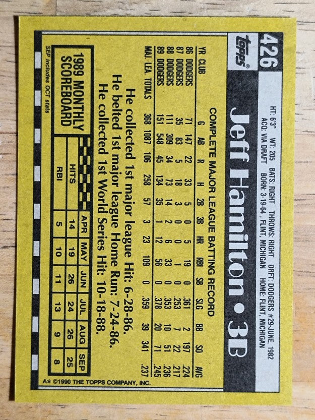 1990 Topps #426 Jeff Hamilton