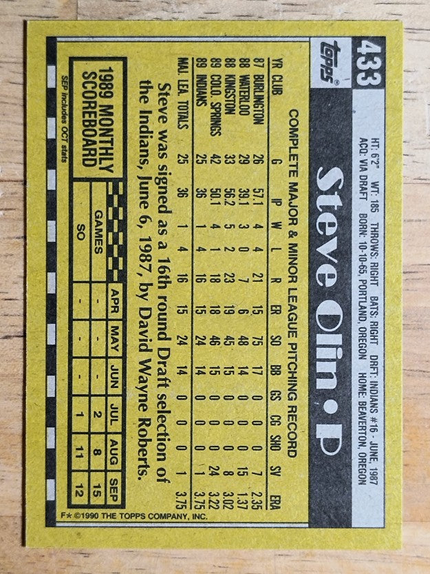 1990 Topps #433 Steve Olin RC
