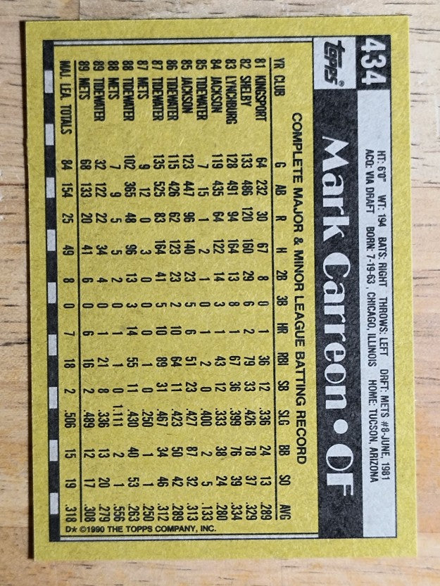 1990 Topps #434 Mark Carreon