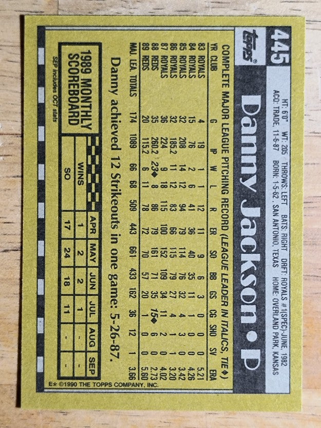 1990 Topps #445 Danny Jackson