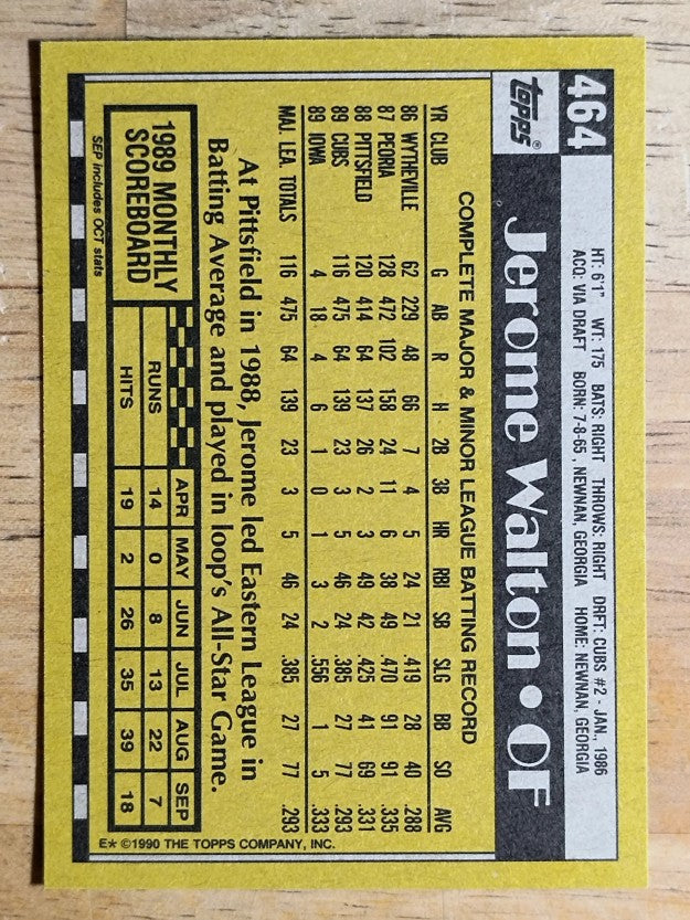 1990 Topps #464 Jerome Walton