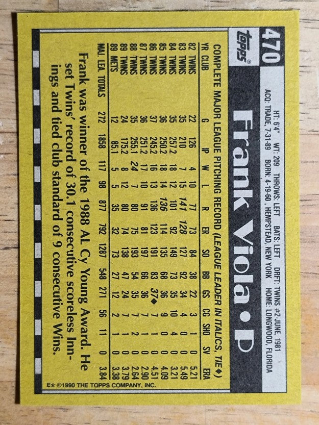 1990 Topps #470 Frank Viola