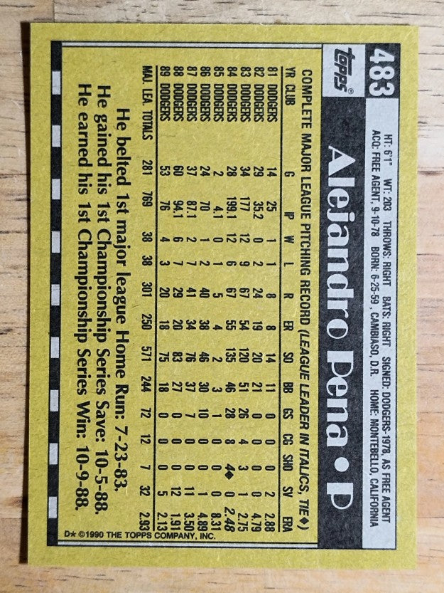 1990 Topps #483 Alejandro Pena