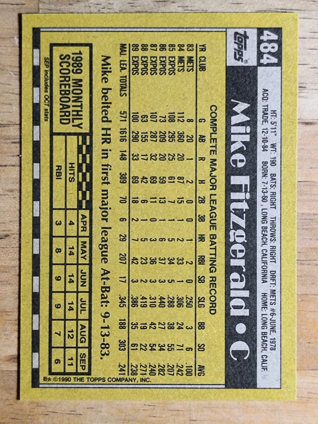 1990 Topps #484 Mike Fitzgerald