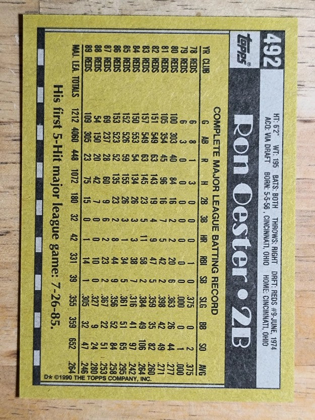1990 Topps #492 Ron Oester
