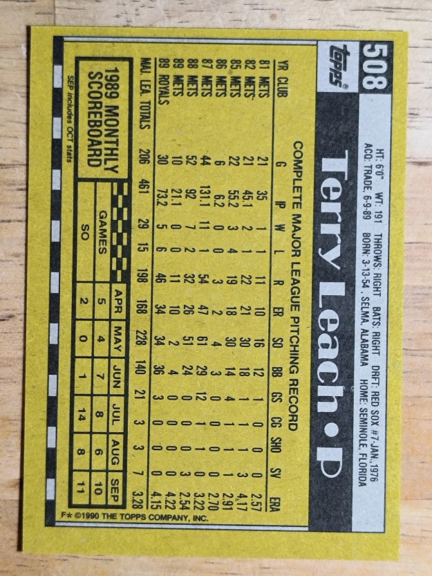 1990 Topps #508 Terry Leach