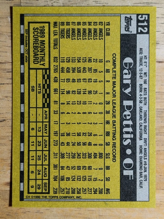 1990 Topps #512 Gary Pettis
