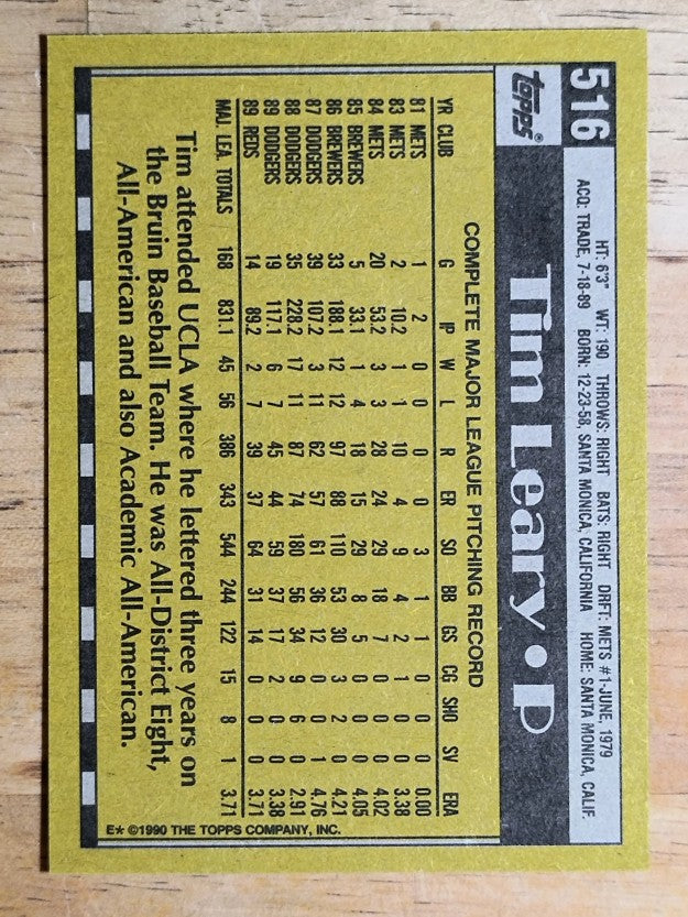 1990 Topps #516 Tim Leary