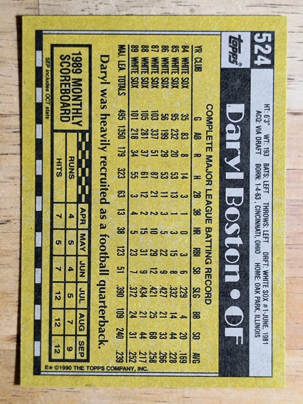 1990 Topps #524 Daryl Boston