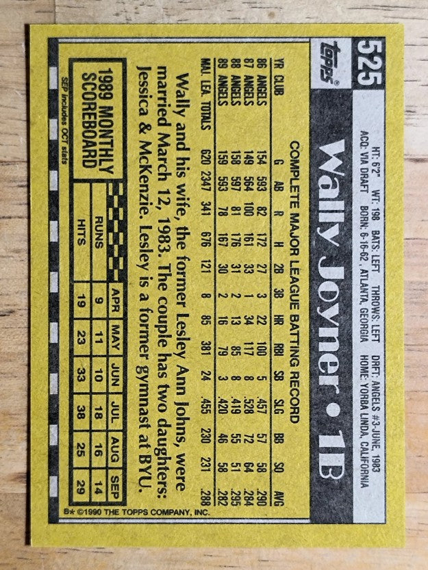 1990 Topps #525 Wally Joyner