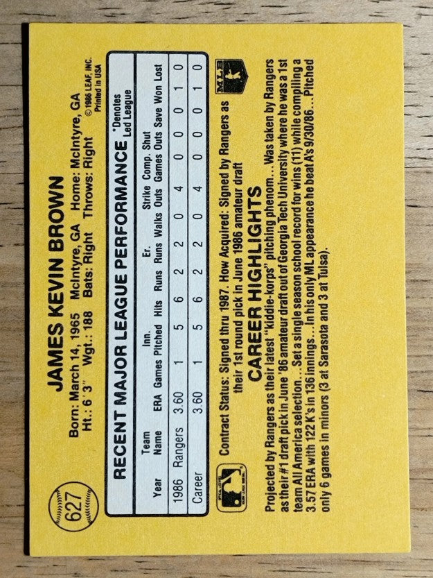 1987 Donruss #627 Kevin Brown RC