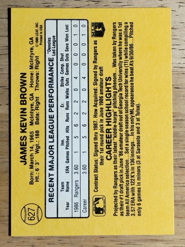 1987 Donruss #627 Kevin Brown RC
