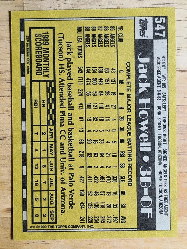 1990 Topps #547 Jack Howell
