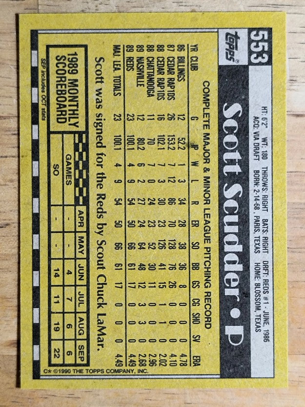1990 Topps #553 Scott Scudder