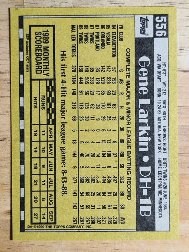 1990 Topps #556 Gene Larkin