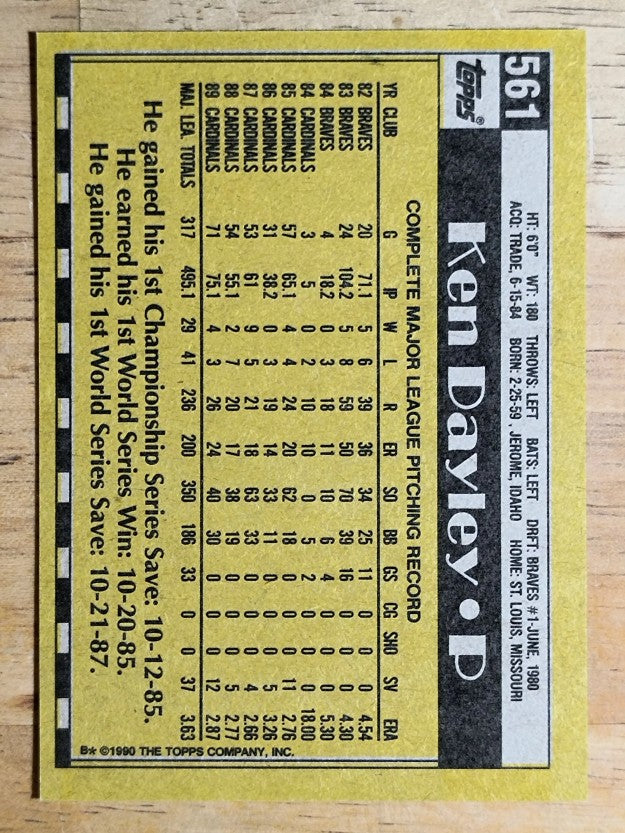 1990 Topps #561 Ken Dayley