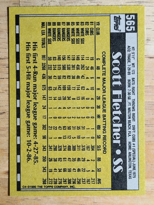 1990 Topps #565 Scott Fletcher
