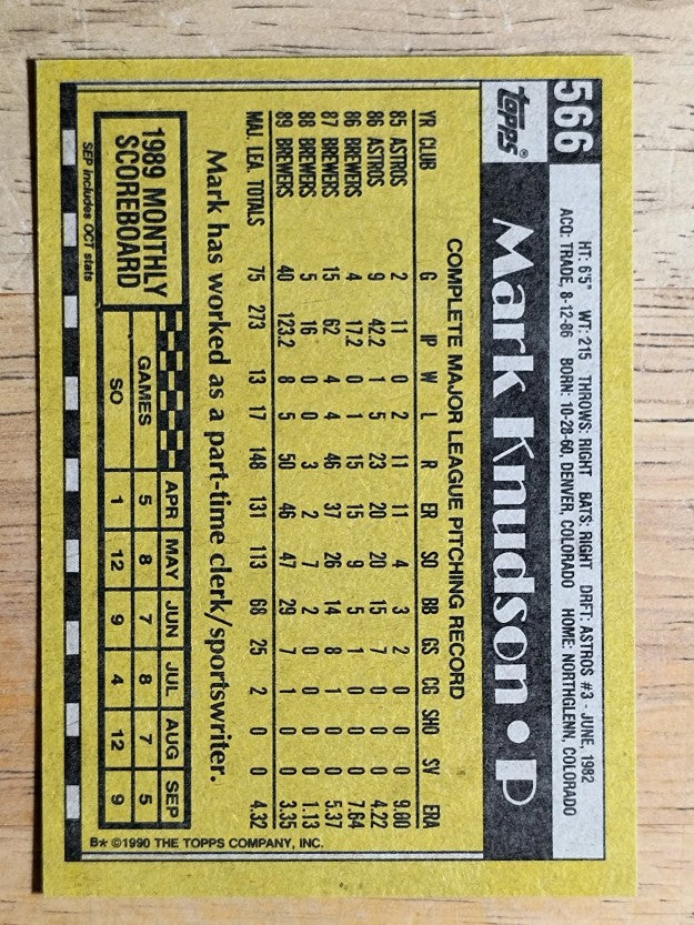 1990 Topps #566 Mark Knudson