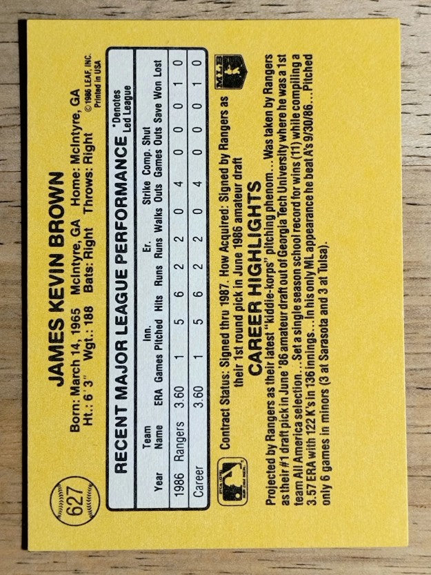 1987 Donruss #627 Kevin Brown RC