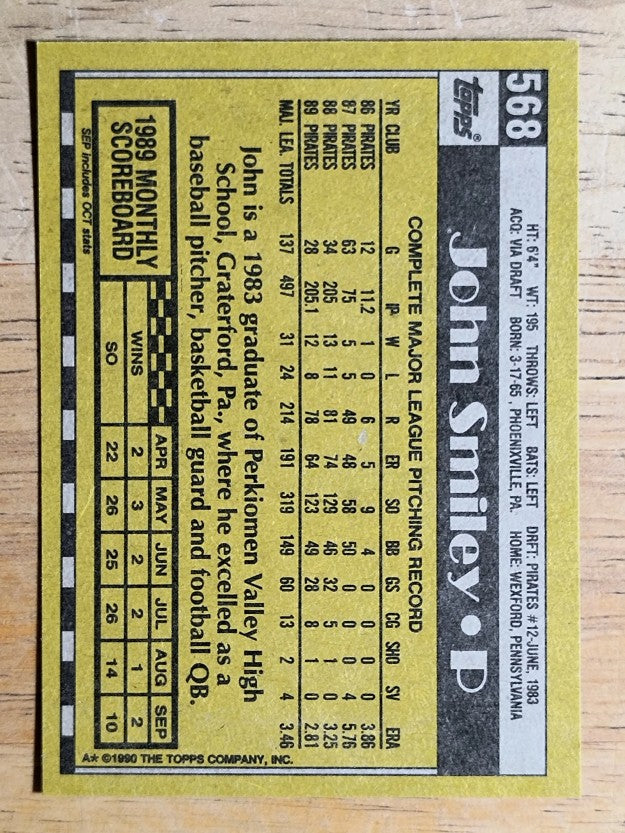 1990 Topps #568 John Smiley