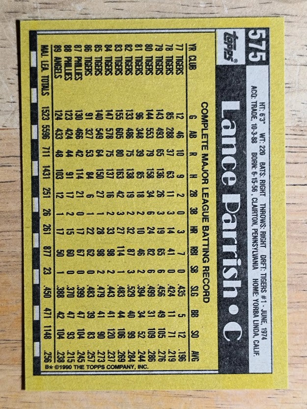 1990 Topps #575 Lance Parrish