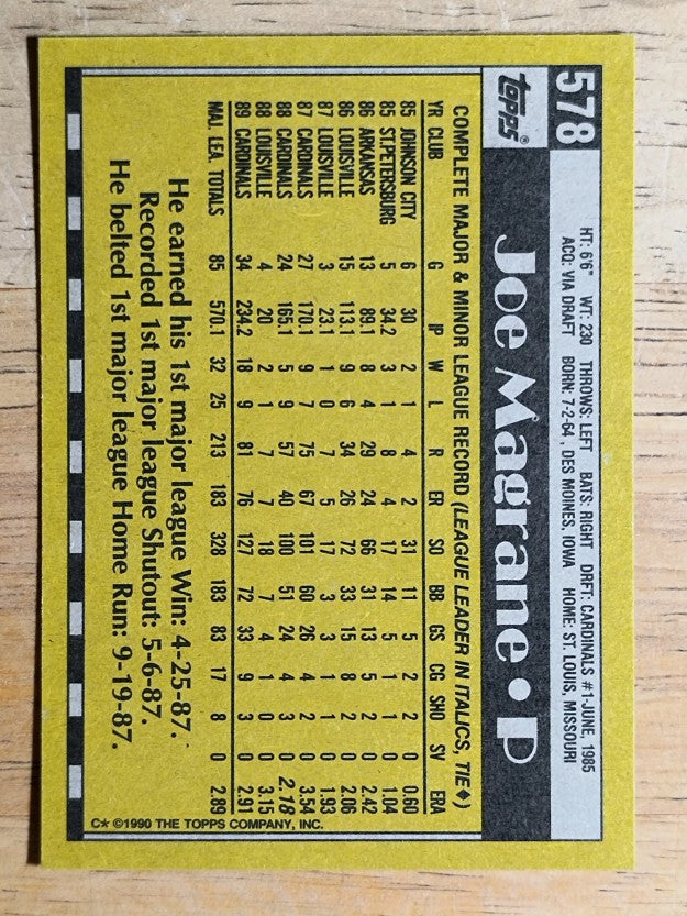 1990 Topps #578 Joe Magrane