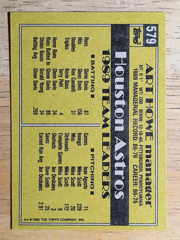 1990 Topps #579 Art Howe MG