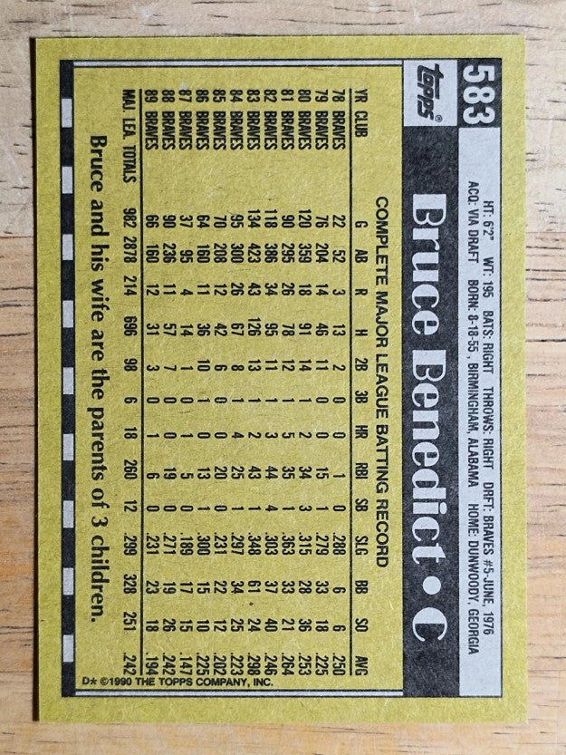 1990 Topps #583 Bruce Benedict