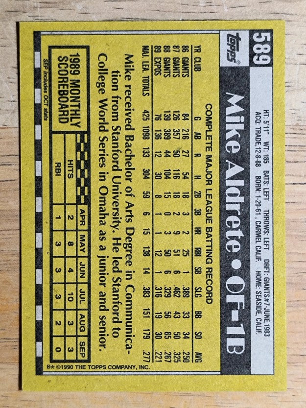 1990 Topps #589 Mike Aldrete