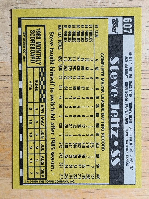 1990 Topps #607 Steve Jeltz