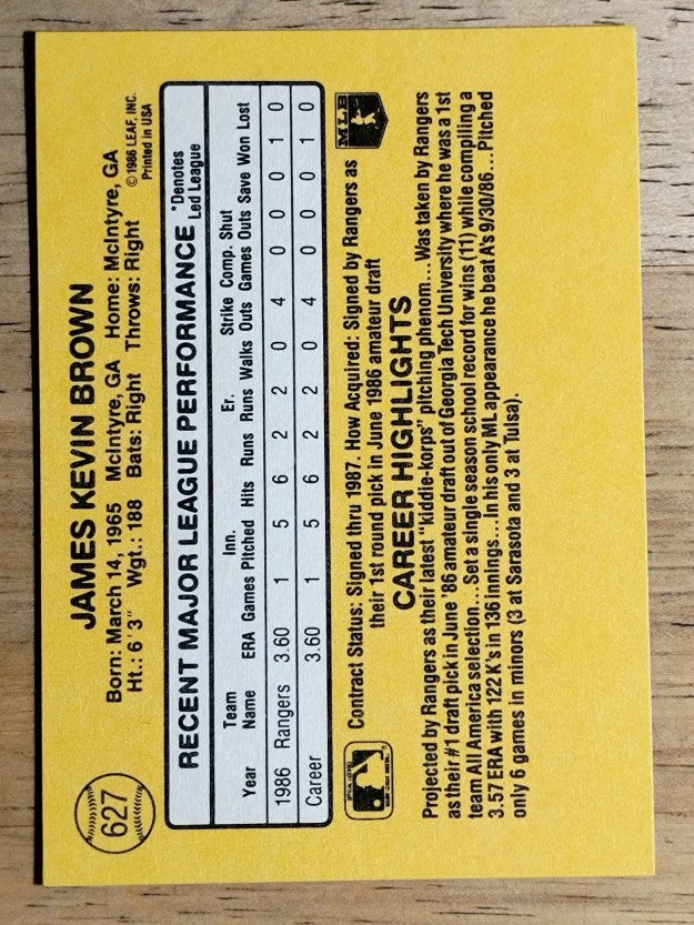1987 Donruss #627 Kevin Brown RC