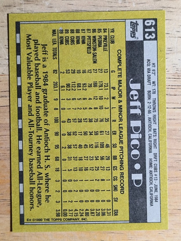 1990 Topps #613 Jeff Pico