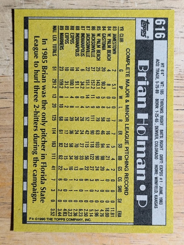1990 Topps #616 Brian Holman
