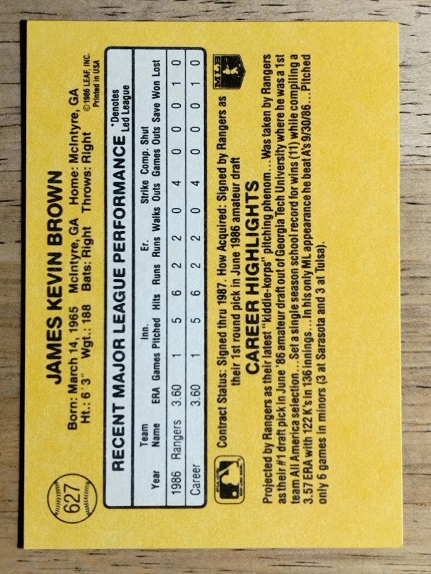 1987 Donruss #627 Kevin Brown RC