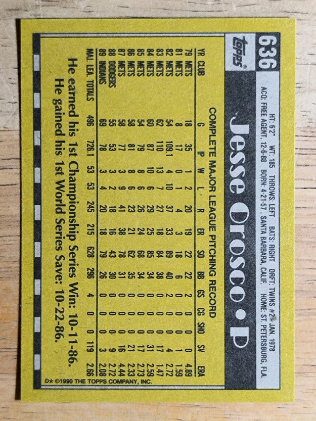 1990 Topps #636 Jesse Orosco