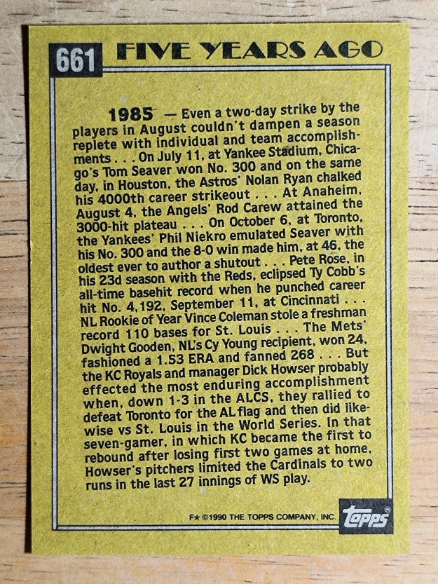 1990 Topps #661 Dick Howser TBC'85