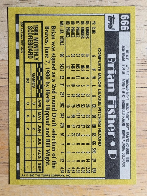 1990 Topps #666 Brian Fisher
