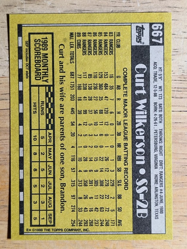 1990 Topps #667 Curt Wilkerson