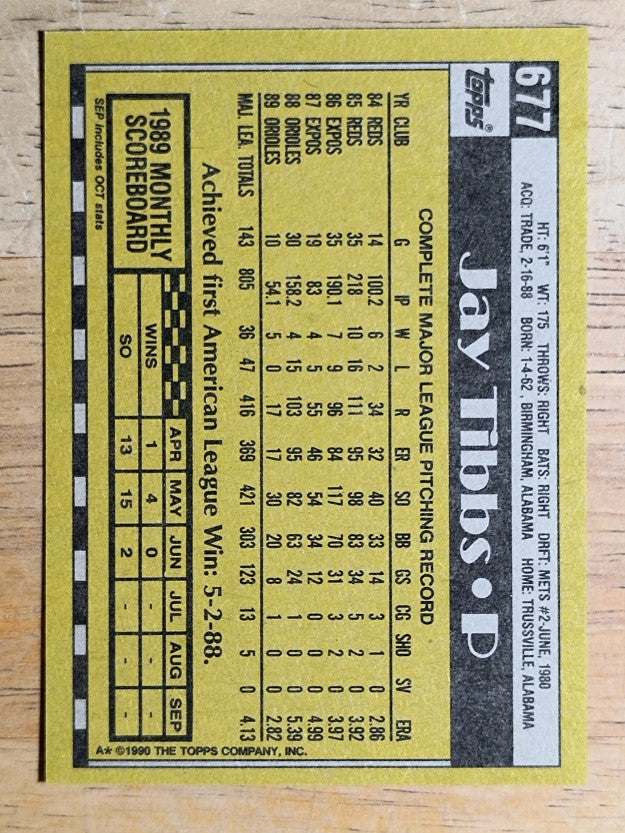 1990 Topps #677 Jay Tibbs